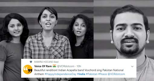 Indian Acappella group sings Pakistani National Anthem (Video)